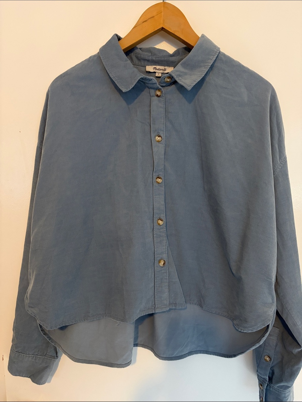 Madewell Dusty Blue Button-Up Corduroy Shirt